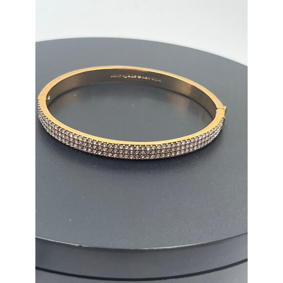 Kate Spade NY Heavy Metals Row Pave Hinged Bangle Bracelet in clear/rose gold - Picture 5 of 10